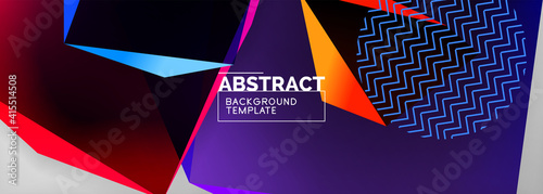 Low poly 3d geometric shapes, minimal abstract background. Vector illustrations for covers, banners, flyers and posters and other