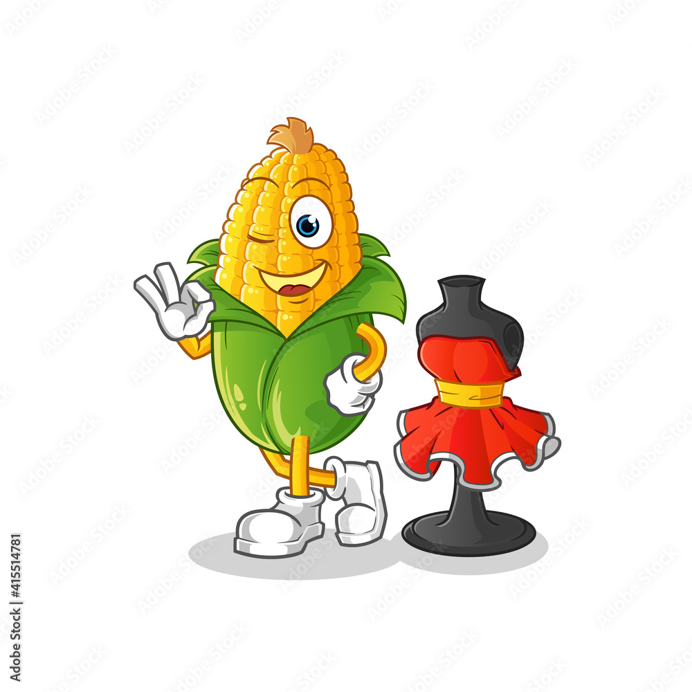 corn fashion designer vector. cartoon character corn fashion designer vector. cartoon character