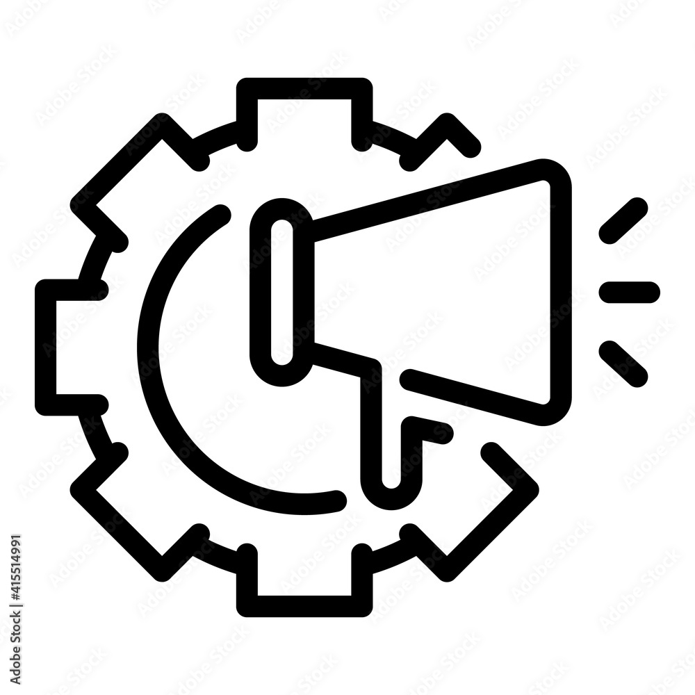 Setting advertise icon. Outline setting advertise vector icon for web design isolated on white background Setting advertise icon. Outline setting advertise vector icon for web design isolated on white background
