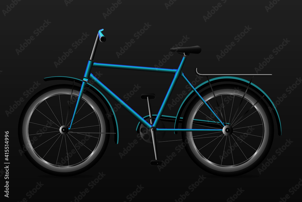 Realistic bike in blue color
