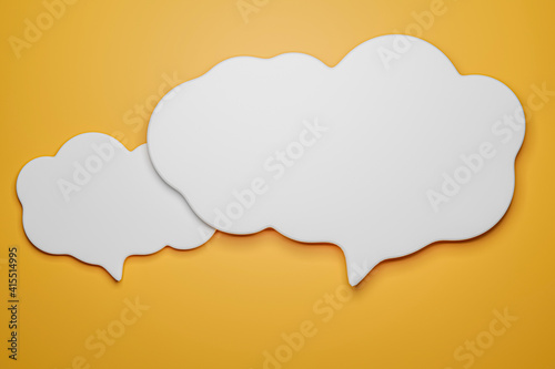speech bubbles on Yellow background. 3d rendering.