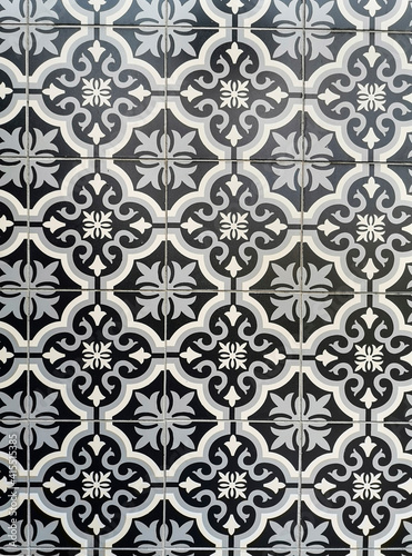 The classic black, gray and white ceramic tiles