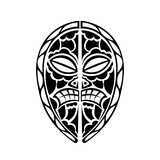 Tattoo mask with closed eyes in Polynesian style. Maori tribal patterns. Isolated. Vector