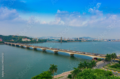 Urban environment of Hanjiang Bridge in Chaozhou City  Guangdong Province  China