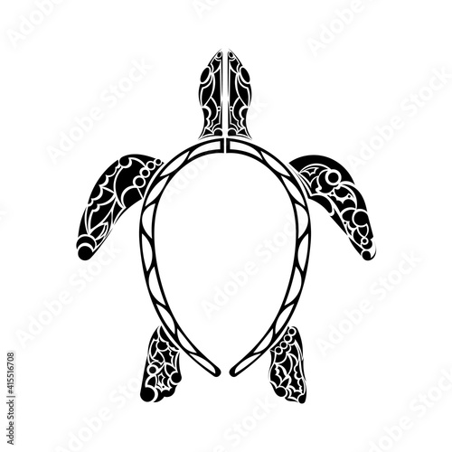 Polynesian style turtle tattoo. Black and white turtle tattoo. Maori tribal patterns. Isolated. Vector