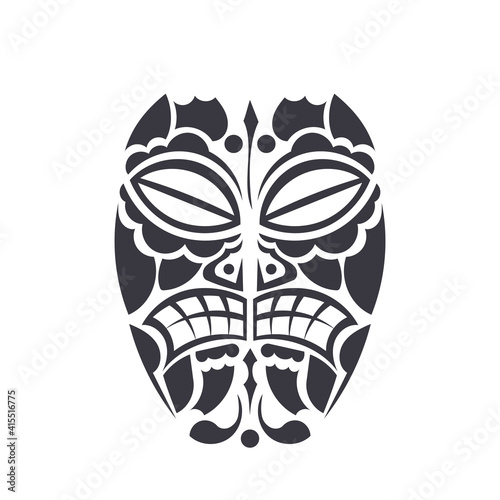 Tattoo mask with closed eyes in Polynesian style. Maori tribal patterns. Isolated. Vector illustration.