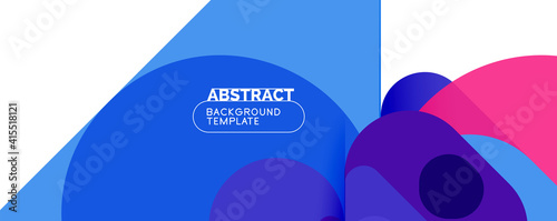 Flat geometric round shapes and dynamic lines, abstract background. Vector illustration for placards, brochures, posters and banners