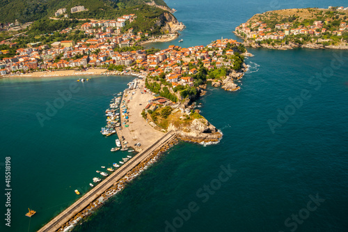 Fototapeta Naklejka Na Ścianę i Meble -  amasra is a holiday resort in Bartın province on the Black Sea coast. aerial view