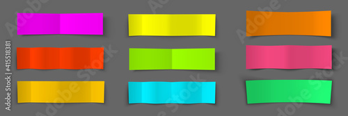 Text box. Paper colorful banners set. Shadow effect. Bending paper template. Vector illustration