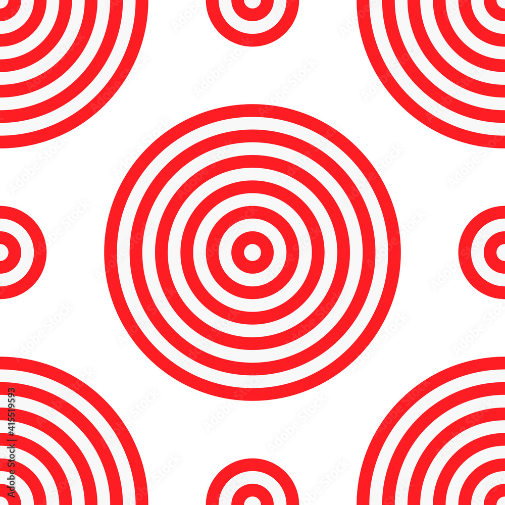 Seamless pattern with red and light gray circles similar to the target. For printing on fabrics, textiles, paper, bedding. Vector graphics. Seamless pattern with red and light gray circles similar to the target. For printing on fabrics, textiles, paper, bedding. Vector graphics.