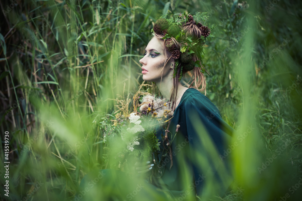 Beautiful woman outdoors, fantasy art portrait Stock Photo | Adobe Stock