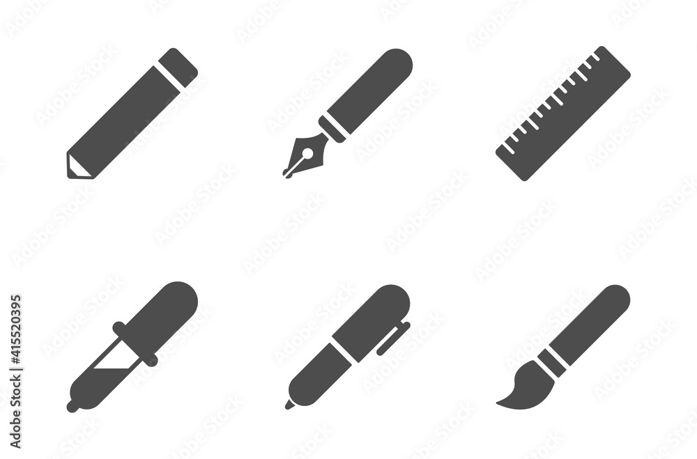 drawing tools silhouette vector icons isolated on white. hotel icon set for web, mobile apps, ui design and print drawing tools silhouette vector icons isolated on white. hotel icon set for web, mobile apps, ui design and print
