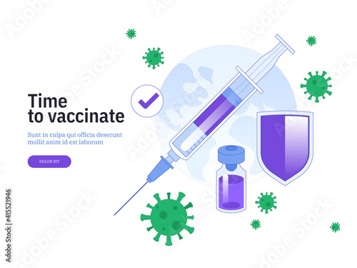 Vector landing page of Time to Vaccinate concept