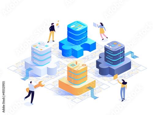 Abstract tech isometric concept