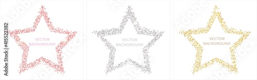 Sparkling glitter star isolated on white background with space for text. For social media posts, mobile apps, banners design and for web, internet. Glitter style. Vector set.