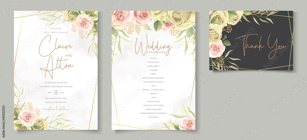 Soft floral wedding invitation template