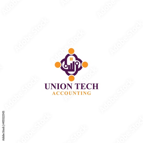 Union Tech Accounting Logo Design Vector