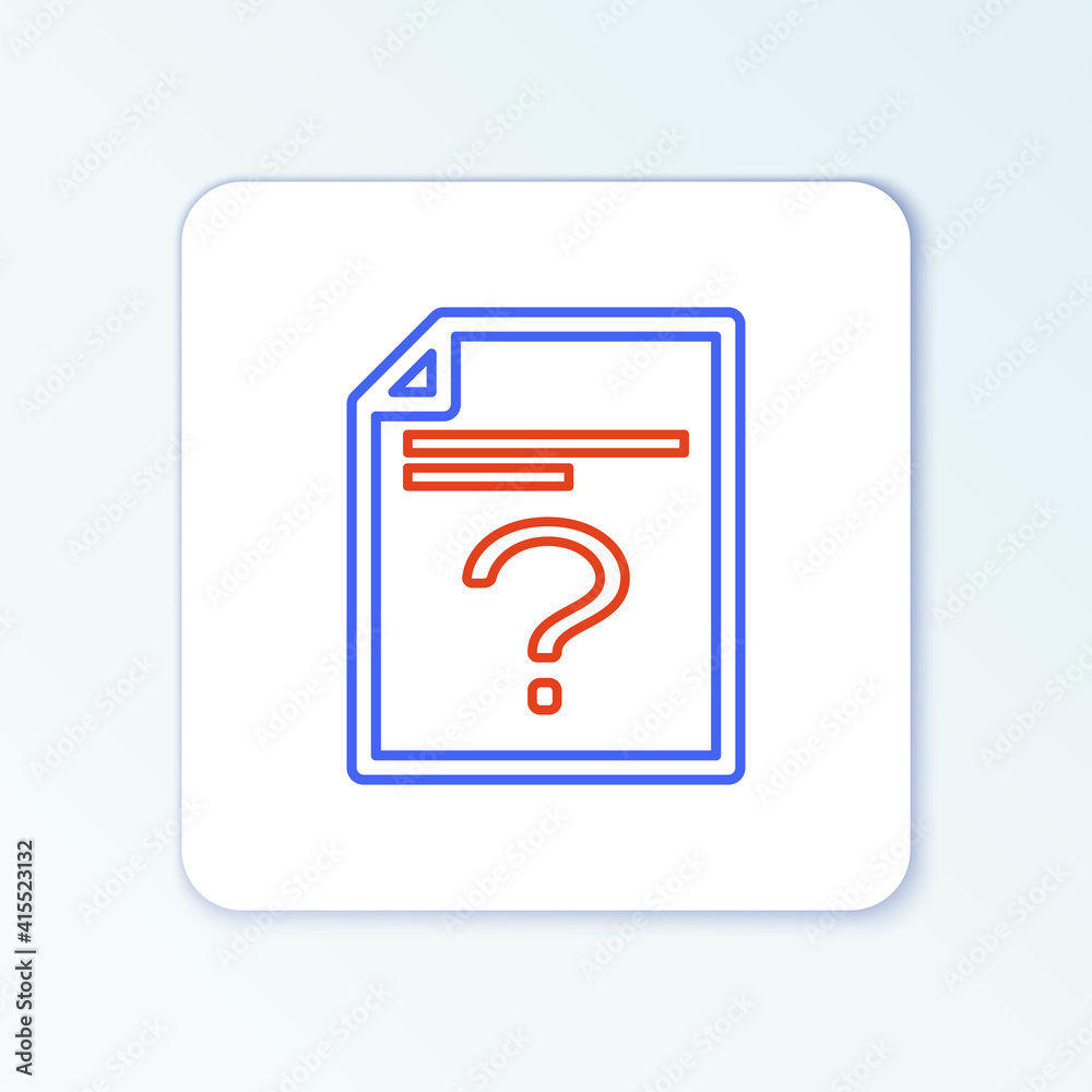 Line Unknown document icon isolated on white background. File with Question mark. Hold report, service and global search sign. Colorful outline concept. Vector. Line Unknown document icon isolated on white background. File with Question mark. Hold report, service and global search sign. Colorful outline concept. Vector.