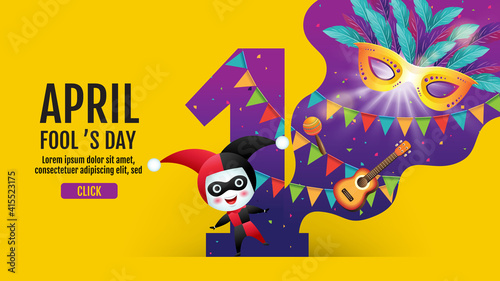 April fool's day, banner template, Colorful, vector illustration.