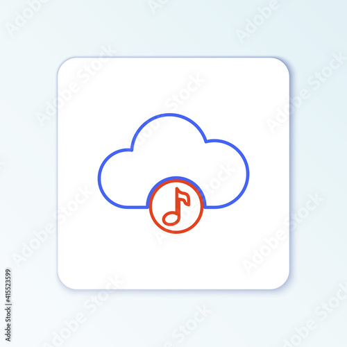 Line Music streaming service icon isolated on white background. Sound cloud computing, online media streaming, online song, audio wave. Colorful outline concept. Vector.