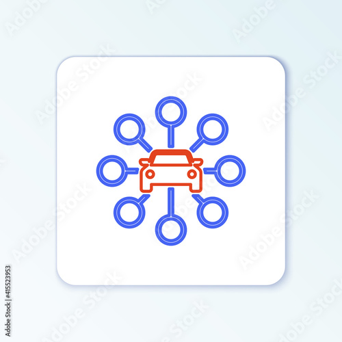 Line Car sharing icon isolated on white background. Carsharing sign. Transport renting service concept. Colorful outline concept. Vector.