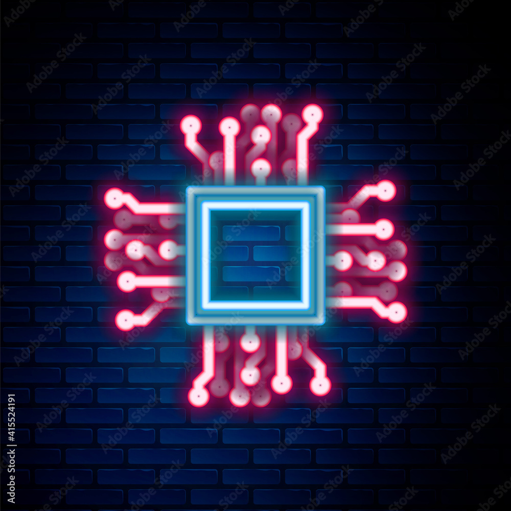 Glowing neon line Human brain as digital circuit board icon isolated on brick wall background. Artificial Intelligence. Human head outline with circuit lines inside. Colorful outline concept. Vector. Glowing neon line Human brain as digital circuit board icon isolated on brick wall background. Artificial Intelligence. Human head outline with circuit lines inside. Colorful outline concept. Vector.