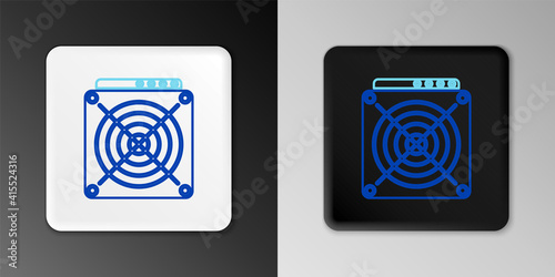 Line ASIC Miner icon isolated on grey background. Cryptocurrency mining equipment and hardware. Application specific integrated circuit. Colorful outline concept. Vector.