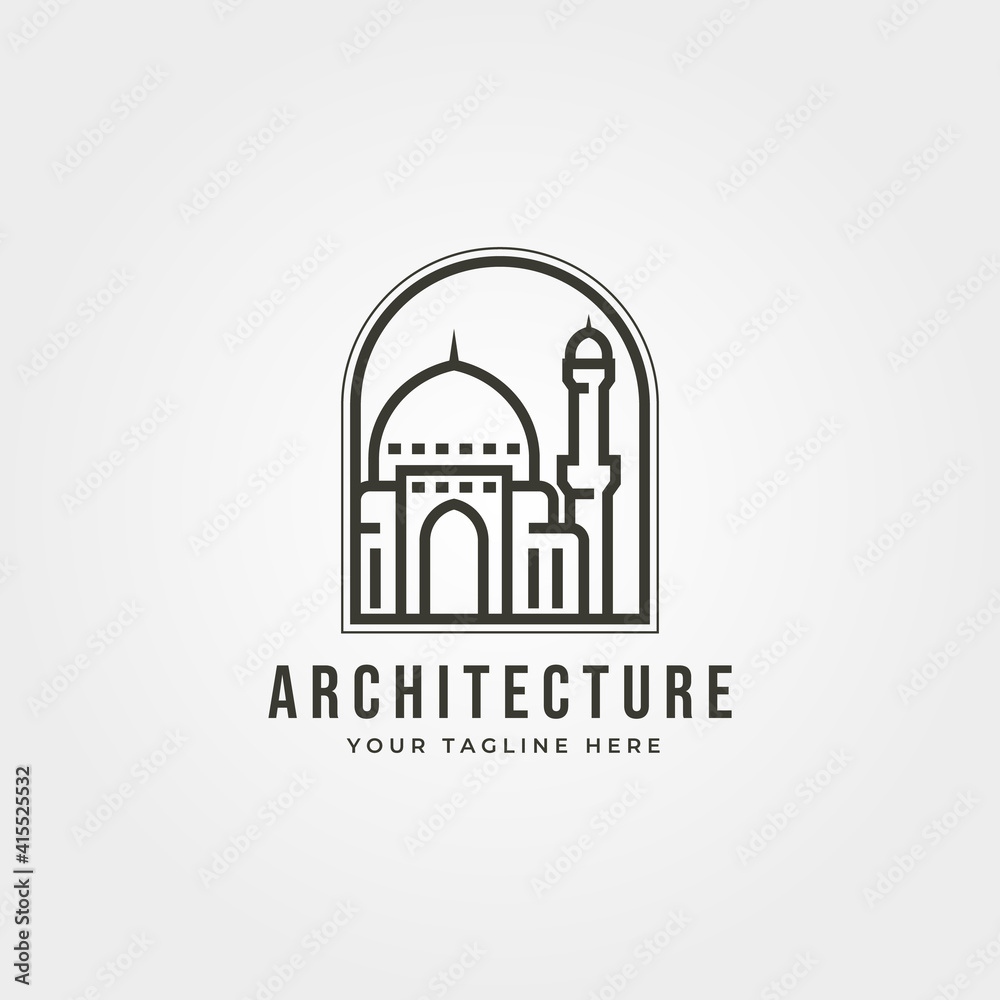 mosque icon logo vector emblem illustration design