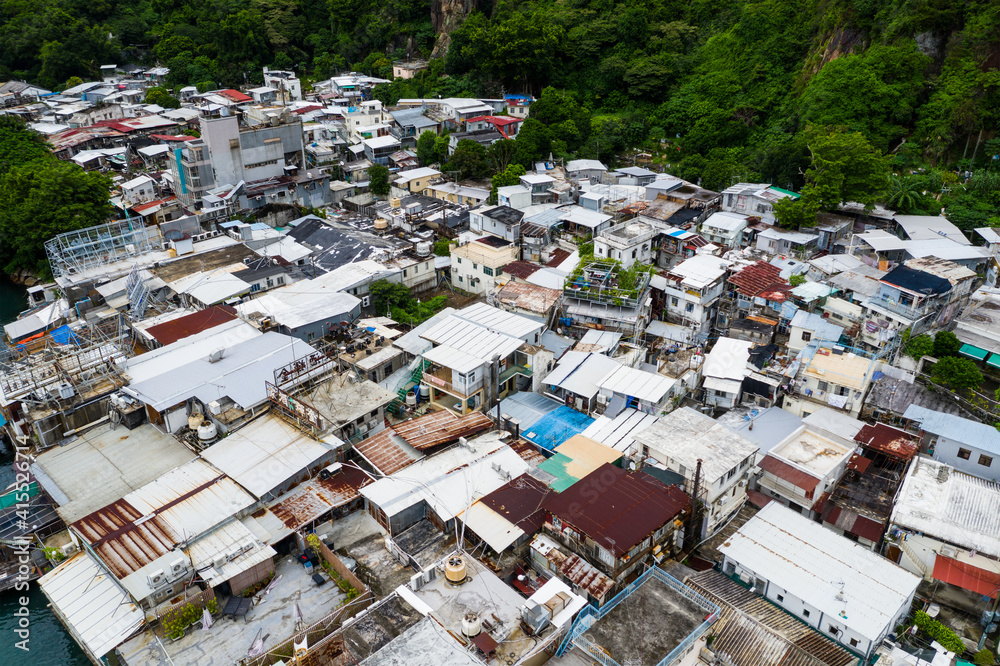 Top down view of Hong Kong old village