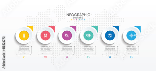 Presentation business infographic circle colorful with 6 step