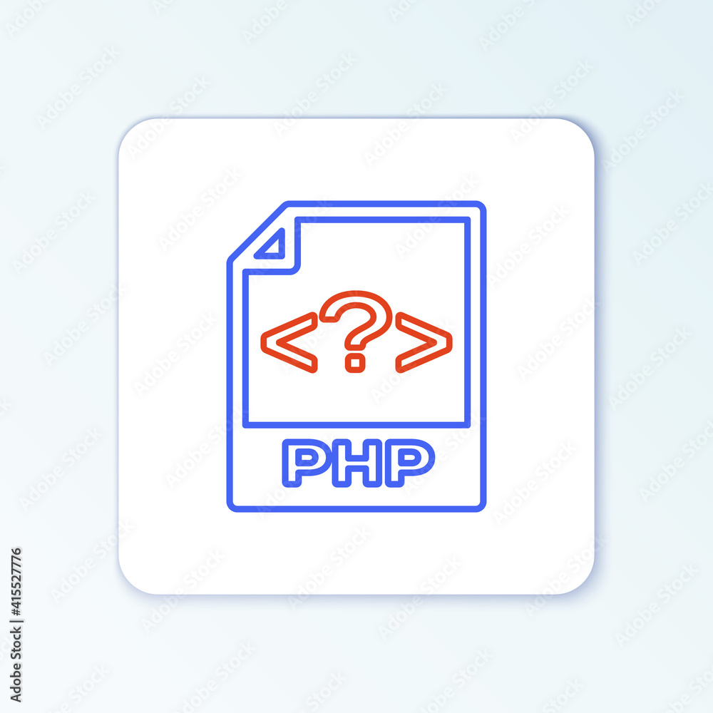 Line PHP file document. Download php button icon isolated on white background. PHP file symbol. Colorful outline concept. Vector. Line PHP file document. Download php button icon isolated on white background. PHP file symbol. Colorful outline concept. Vector.