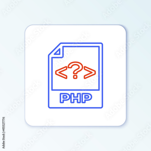 Line PHP file document. Download php button icon isolated on white background. PHP file symbol. Colorful outline concept. Vector.