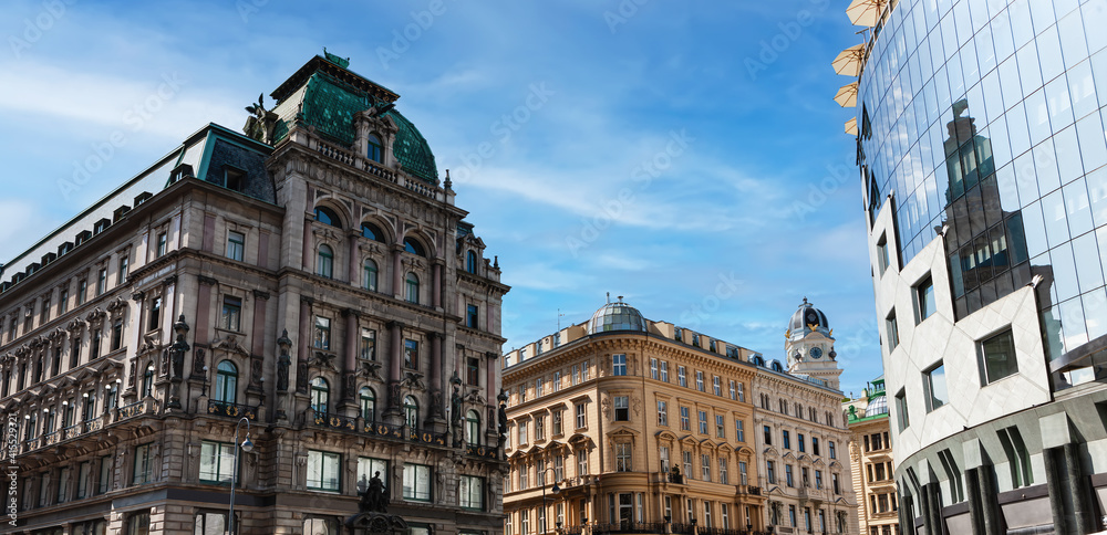 Austria. Vienna. Facades and details of architecture beautiful buildings.