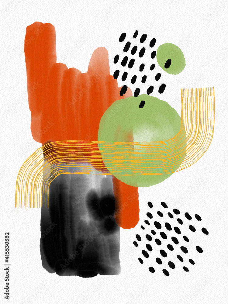 Minimalist hand paint abstract art background with watercolor spot