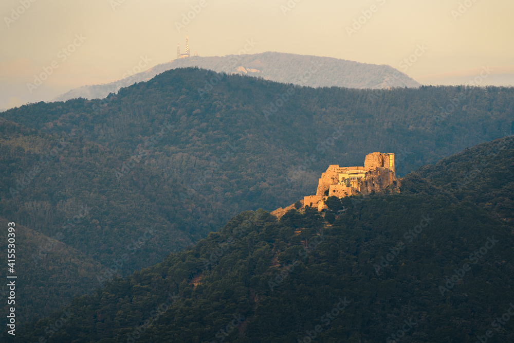 the castle of Arechi in Salerno at sunset and sunrise