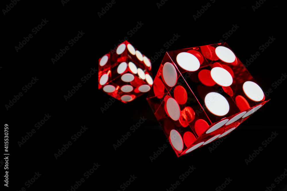 Casino Craps dice close up - obrazy, fototapety, plakaty 