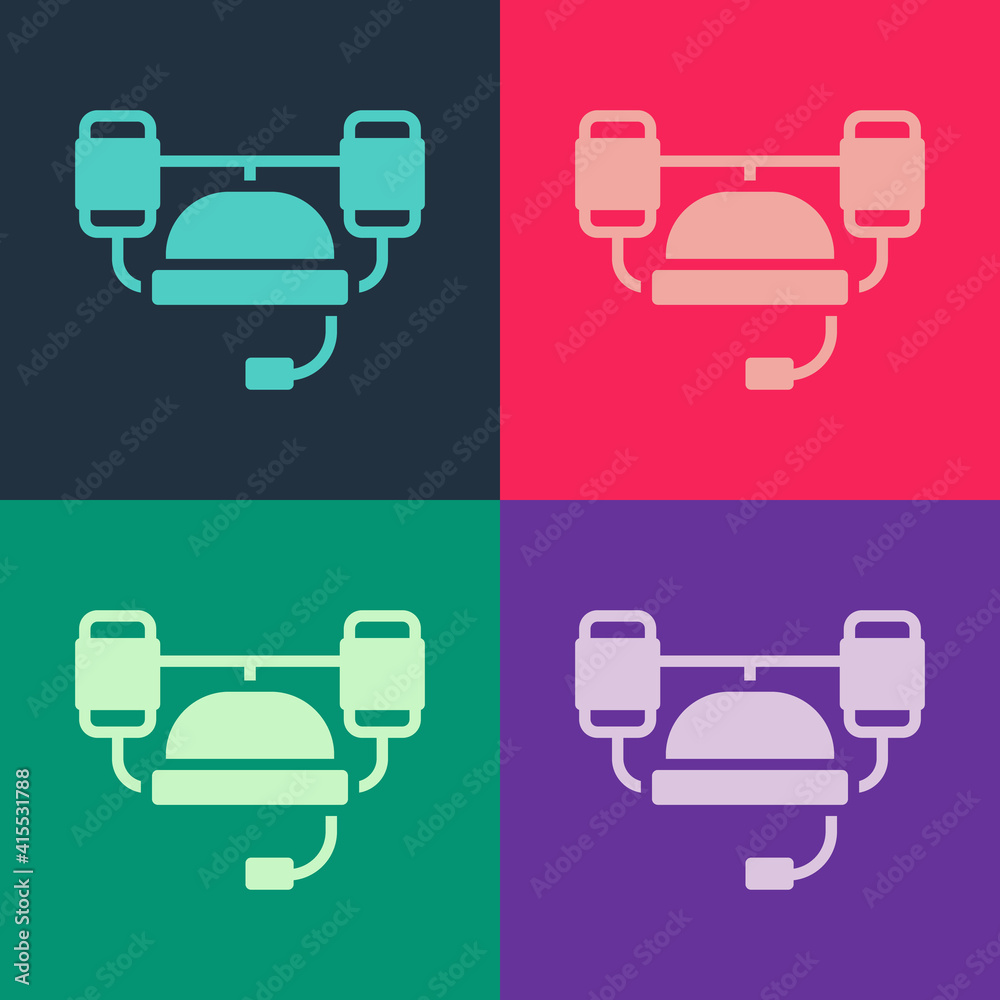 Pop art Beer helmet or hand free for drink icon isolated on color background. Vector. Pop art Beer helmet or hand free for drink icon isolated on color background. Vector.