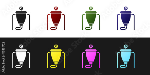 Set Beer brewing process icon isolated on black and white background. Vector.