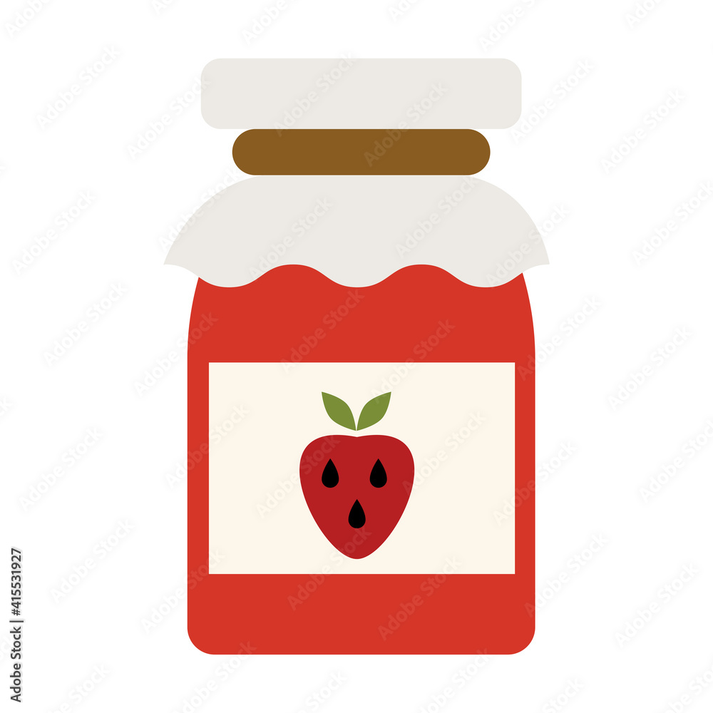 Strawberry jam jar. Simple food icon in trendy style isolated on white background for web apps and mobile concept. Vector Illustration Strawberry jam jar. Simple food icon in trendy style isolated on white background for web apps and mobile concept. Vector Illustration