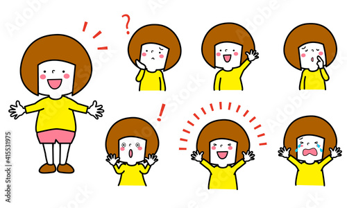 女の子の表情としぐさ/疑問・悩み・解決・ひらめき・涙