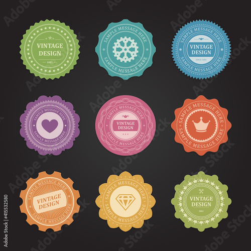 Stickers with shabby vintage vector labels set