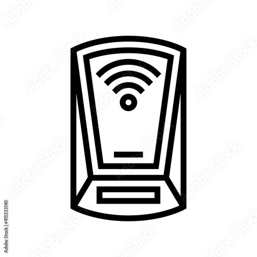 scanning rfid device line icon vector. scanning rfid device sign. isolated contour symbol black illustration