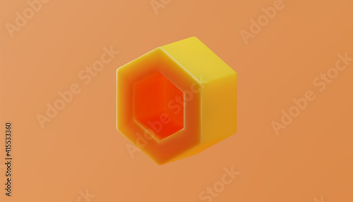 Honeycomb in cartoon style. 3d illustration. Vector