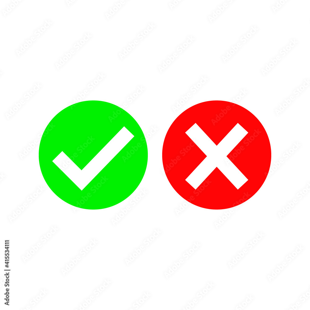 checkmark cross icon for flat design website, or application checkmark cross icon for flat design website, or application