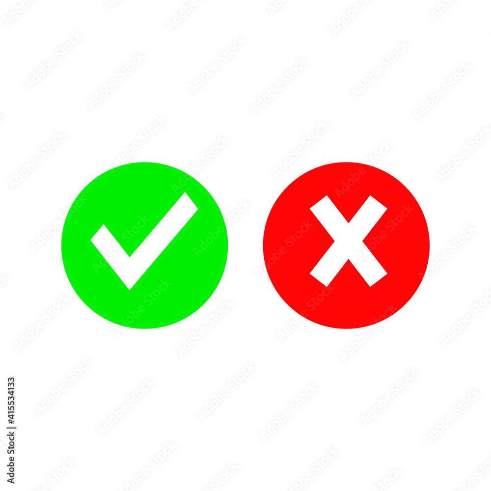 checkmark cross icon for flat design website, or application checkmark cross icon for flat design website, or application