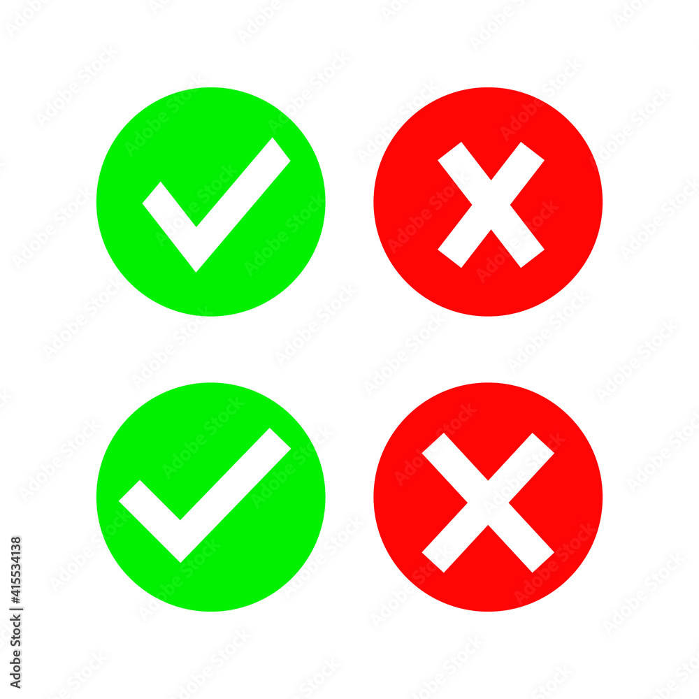 checkmark cross icon for flat design website, or application checkmark cross icon for flat design website, or application
