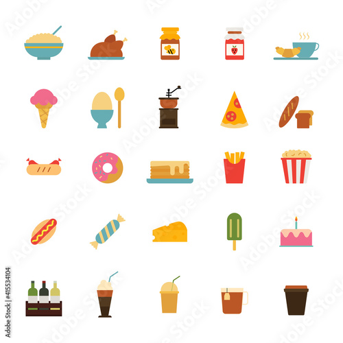 Set of Simple food nad drink icons in trendy style isolated on white background for web apps and mobile concept. Vector Illustration
