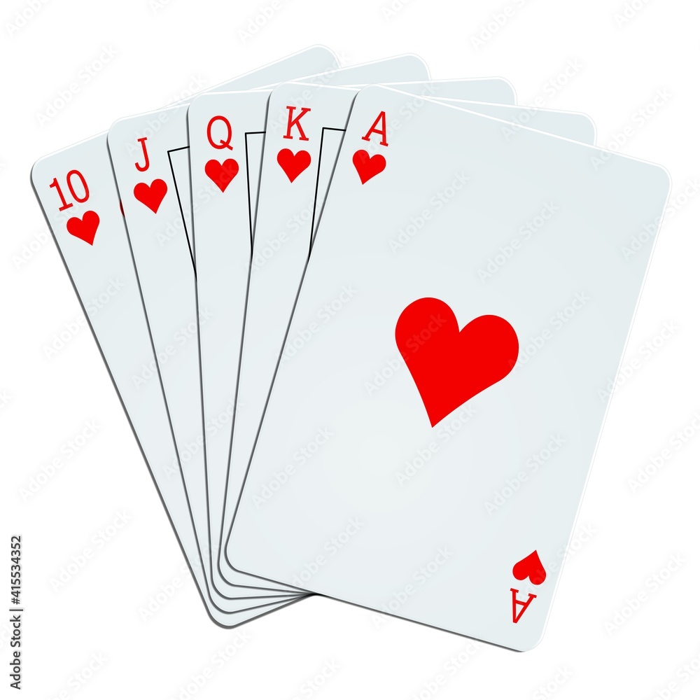 Quinte flush sur fond blanc Quinte flush sur fond blanc