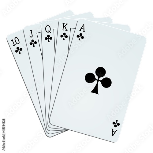 Quinte flush sur fond blanc