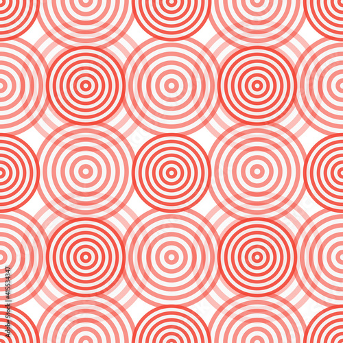 Seamless pattern with red and light gray circles similar to the target. For printing on fabrics, textiles, paper, bedding. 
